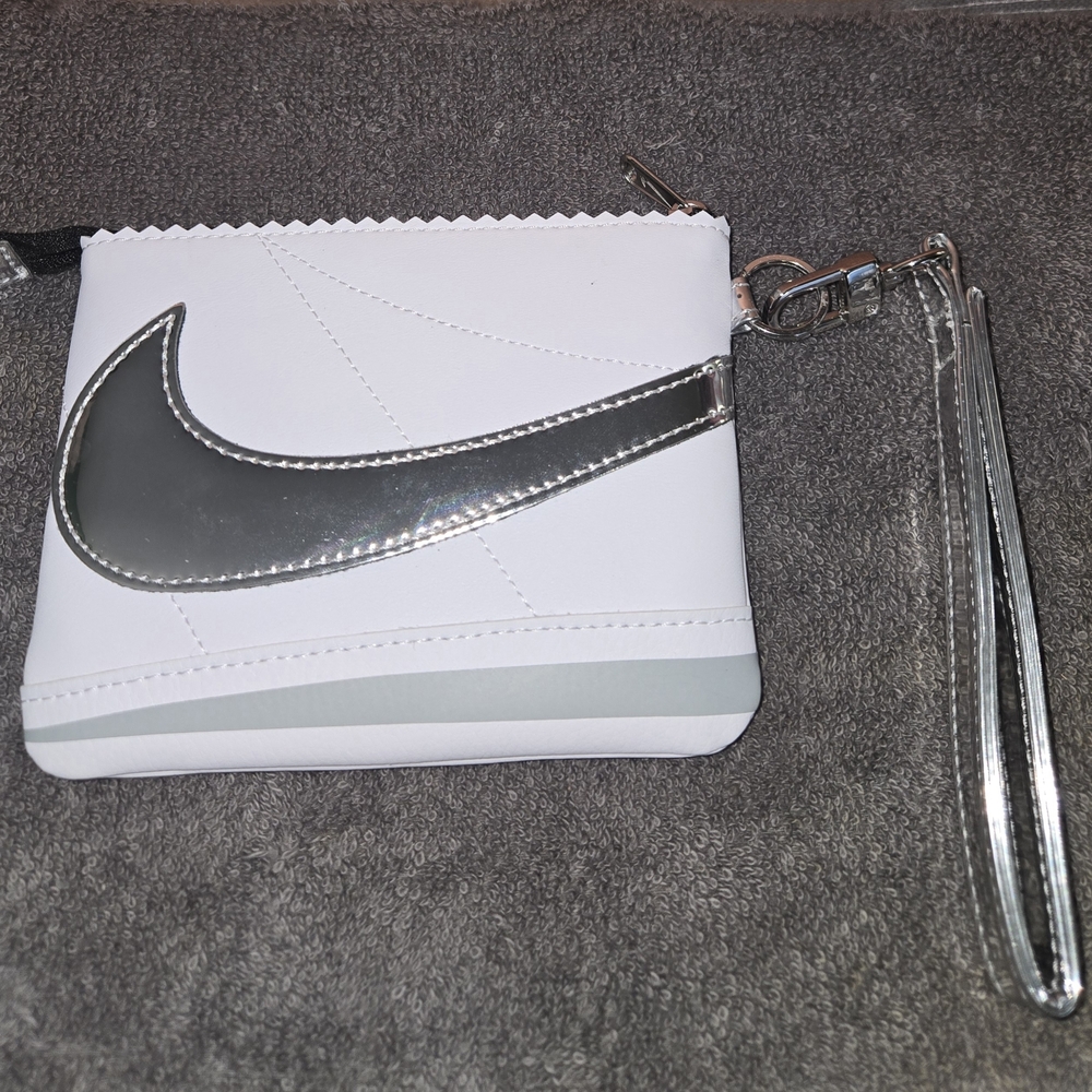 Nike White and Silver Clutch Wristlet